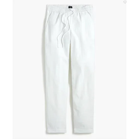 J.Crew Womens White Linen-Blend Drawstring Pants Size 2 - Picture 1 of 7